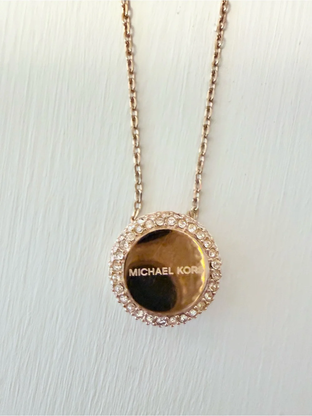 Michael Kors Brilliance Pavé Rose Gold-Tone Necklace with Crystal Embellishments
